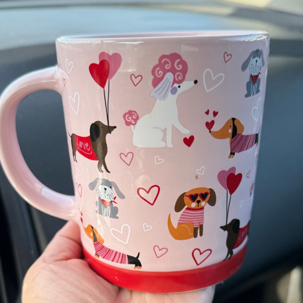 Pink Dog Pattern Ceramic Mug - Cute Puppies Design